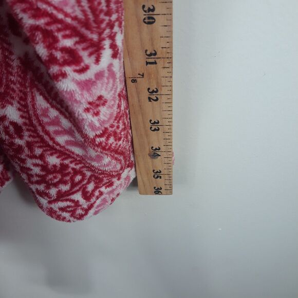 Lucky Brand Bathrobe Women Medium Red White  Floral Pockets Tie Soft - Picture 6 of 10